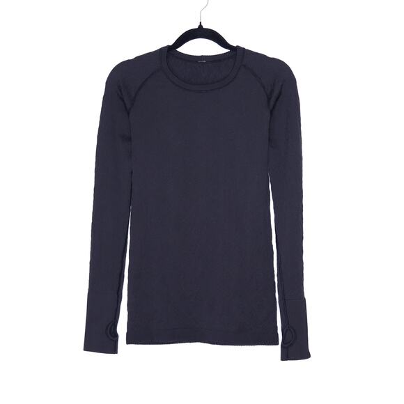 LULULEMON Rest less Pullover Black Textured Long Sleeve Running Active Women's 8 - Picture 1 of 14